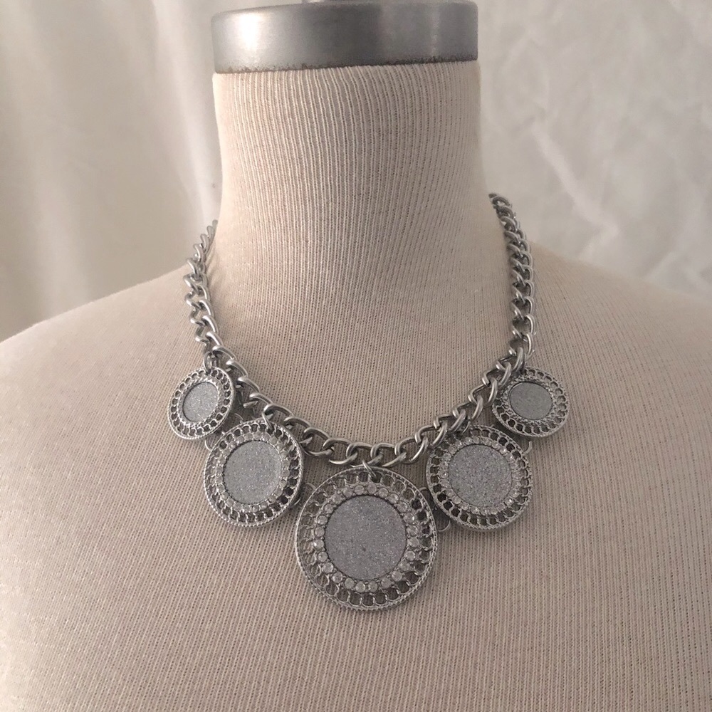 Silver With Rhinestone Necklace - Picture 3 of 5